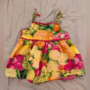 Janie & Jack Girls Fruit Bow Strap Top 3 YO 100% Cotton Summer Preppy